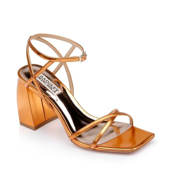 Badgley Mischka Ivanka Strappy Metallic Block Heel 5.5 Women’s - Picture 1 of 6